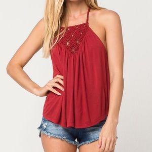 Volcom Red High Neck Tank Top